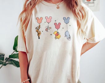 Vintage Winnie The Pooh Mickey Balloon Shirt, Retro Pooh Bear Shirt, Disney Family Trip Shirt, Disneyworld Shirt, The Pooh Shirt, Disneyland