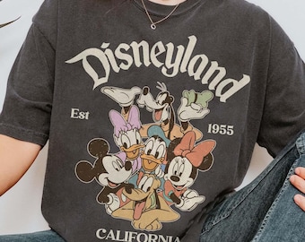 Camiseta retro de Disneyland California, Disneyland Est. 1955, Mickey y sus amigos, Walt Disney, Viaje familiar a Disney 2026