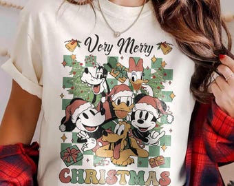 Comfortkleuren Coquette Mickey's Very Merry Christmas Party 2026-shirt, Mickey en vrienden kerstshirt, Disneyland vakantie familiecadeaus