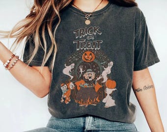 Huey Dewey Louie Duck Witch Hazel Trick Or Treat Comfort Colors Shirt, Disney Trick Or Treat Halloween Sweatshirt, Disney Spooky shirt