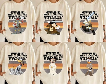 Vintage Disney Micky und Freunde Custom Star Wars Charaktere Shirt, Möge der vierte mit dir sein Tshirt, Star Wars Tag 2026, Galaxy's Edge Reise