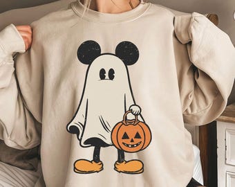 Mickey Ghost Halloween Sweatshirt, Halloween Pumpkin Shirt, Mickey's Not So Scary Halloween Shirt, Retro Mickey Spooky Season Shirt