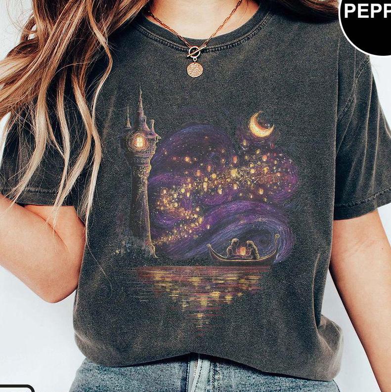 Vintage Disney Tangled Rapunzel Comfort Color Shirt, Princess Rapunzel T-shirt, Disney Princess Family Trip 2025 Tee, Disney Lanterns Shirt