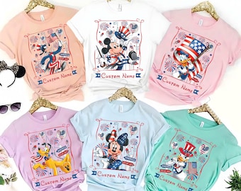 Personalized Mickey And Friends Patriotic Shirt, Disney 4Th Of July T-shirt, Red White And Blue, America Shirt, Patriotic Day, USA Flag