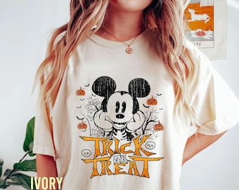Mickey Mouse Custom Skeleton Halloween Trick Or Treat Shirt, Disney Mickey's Not So Scary Party Tee, Disneyland Family Vacation Holiday Gift