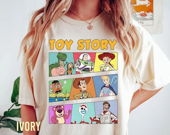 Camiseta retro de los 90 con personajes de Toy Story de Disney, Forky, Woody, Buzz Lightyear y Jessie, viaje a Disney y Disney World.