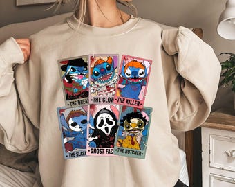 Sudadera de Halloween, camiseta de Lilo y Stitch para Halloween, Disney para Halloween, camiseta de Stitch Horror para Halloween, camisetas familiares a juego para Halloween