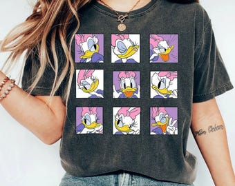 Disney Daisy Duck Portrait Moods Retro 90s Shirt, Mickey and Friends, Disneyland Family Matching Tee Unisex Adult Kid Shirt, Magic Kingdom
