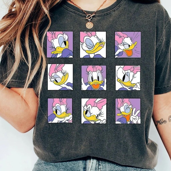 Disney Daisy Duck Portrait Moods Retro 90s Shirt, Mickey and Friends, Disneyland Family Matching Tee Unisex Adult Kid Shirt, Magic Kingdom