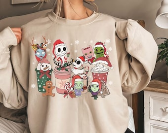 Cute Disney Mickey Minnie Christmas Coffee T-shirt, Disneyland Vacation Gift Sweatshirt, Christmas Tea Coffee Sweater, Epcot Christmas Tee