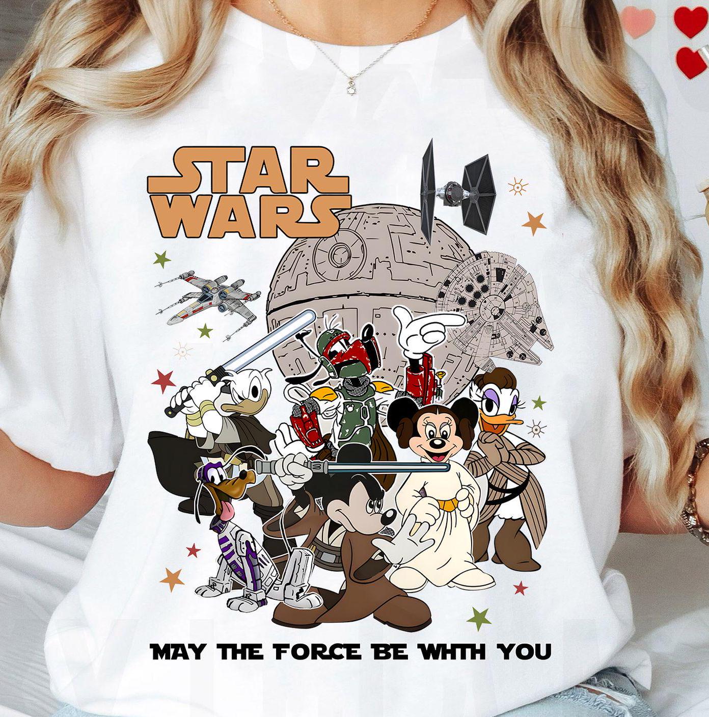 Vintage Disney Star Wars Shirt, Mickey & Friends Cosplay Star Wars
