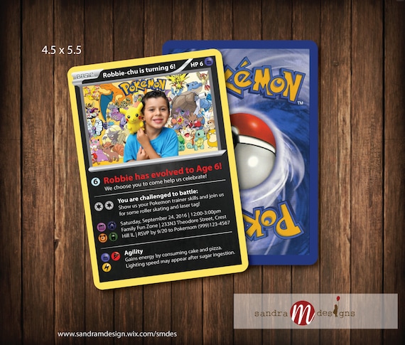 pokemon card inspired birthday party printable etsy