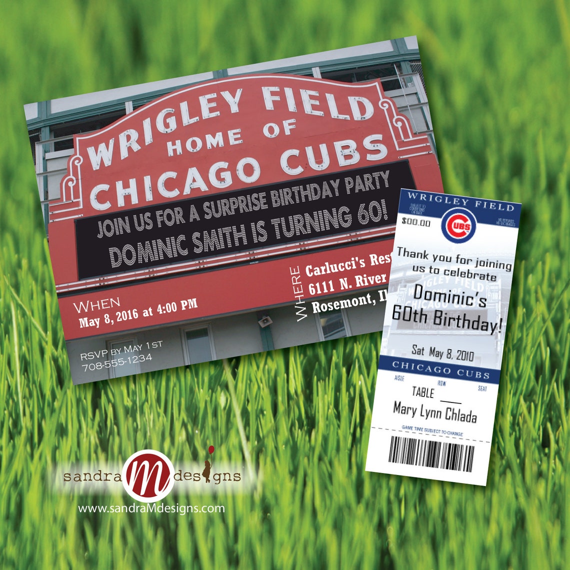 INVITATION Wrigley Field Chicago Cubs Ticket Card Etsy