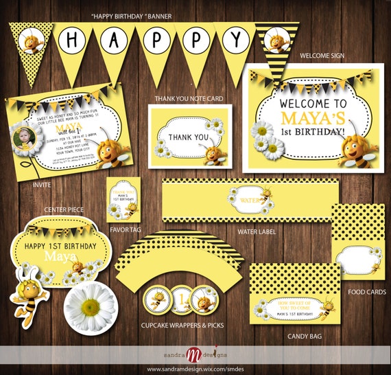 Maya The Bee Birthday Invite Printable Party Items Etsy Maya The Bee Birthday Invite Printable Party Items Etsy