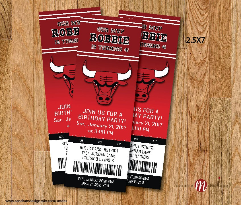 INVITATION Chicago Bulls Basketball Ticket Etsy