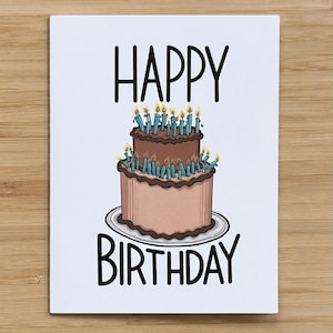 Carte d'anniversaire A2 drôle de gâteau de vieillesse - note de voeux de souffleur de feuilles de jeu de mots amusante dessinée à la main intelligente - message unique audacieux d'esprit