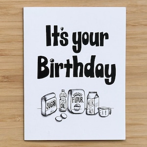Carte d'anniversaire A2 sur le thème de la pâtisserie, drôle de jeu de mots, carte d'anniversaire amusante dessinée à la main, astucieuse et amusante pour stoner, message unique audacieux sur le cannabis