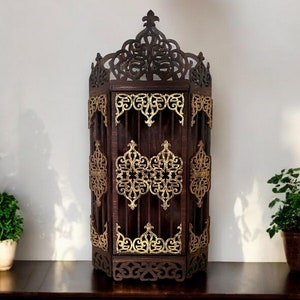 Curio Cabinet Shelf , Oak and Gold Vintage Storage Display , Gothic Crystal Shelf, Goth Altar