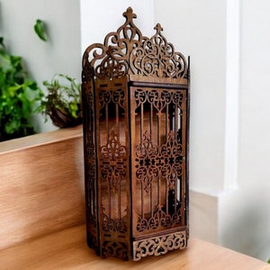 Curio Cabinet Shelf , Light Oak Vintage Storage Display , Gothic Crystal Shelf, Goth Altar