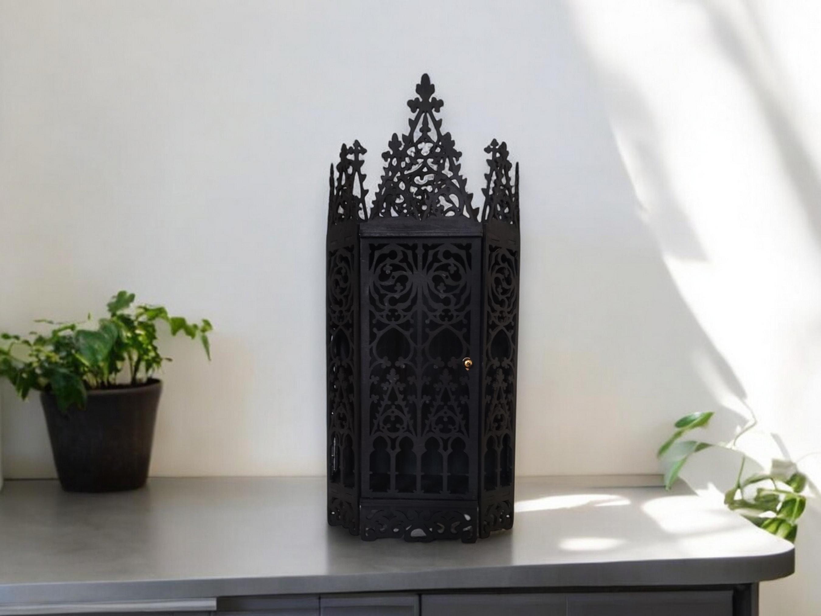 Curio Cabinet Shelf , Black Vintage Storage Display , Gothic Crystal Shelf, Goth Altar