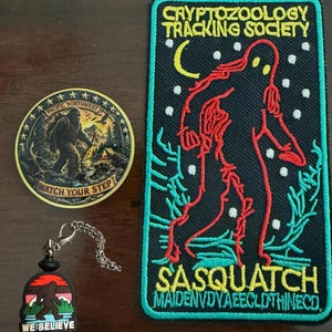 Sasquatch Collector Coin & Crypto Tracking Iron-On Patch | Bigfoot Challenge Coin | Cryptid Gift set