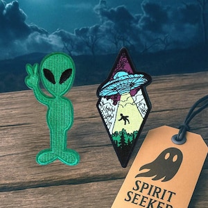 Alien Embroidered Patches  - Quirky Paranormal Applique