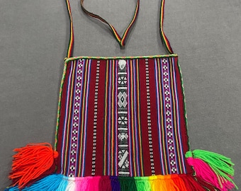 Taquile Island Peruvian Textile Ceremonial Rainbow Chuspa Coca Bag Lake Titicaca