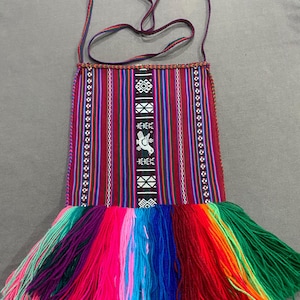 Taquile Island Peruvian Textile Ceremonial Rainbow Chuspa Coca Bag Lake Titicaca