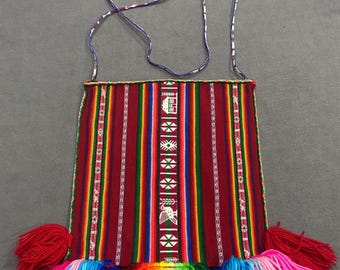 Taquile Island Peruvian Textile Ceremonial Rainbow Chuspa Coca Bag Lake Titicaca