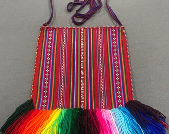 Taquile Island Peruvian Textile Ceremonial Rainbow Chuspa Coca Bag Lake Titicaca
