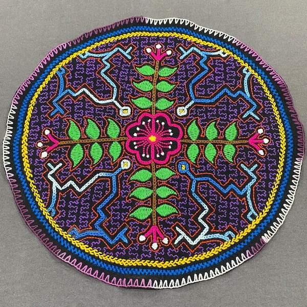 Shipibo Conibo tissage textile péruvien de cérémonie brodé autel chamanique ayahuasca nappe amazonienne (10,75 pouces)
