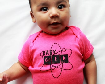 Science Baby Geek//Baby Clothes//Bodysuit//Baby One Piece//Hot Pink
