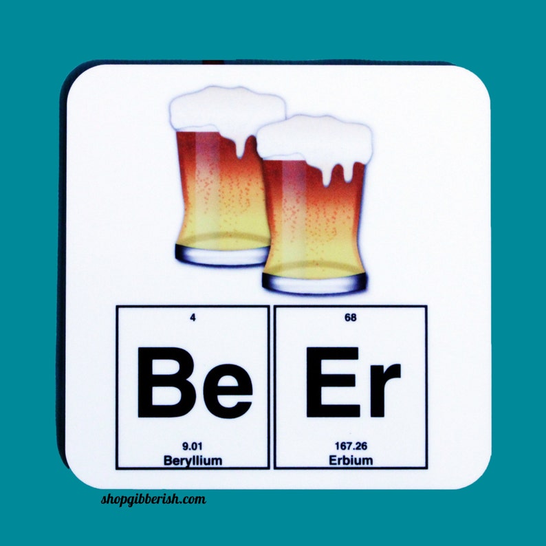 Beer Chemistry Emoji Coaster Science Periodic Table Of Elements Beer Drinkware Barware Bar Cart Emoji