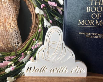 Décoration de la foi Walk With Me – Décoration de table Jésus sur le thème des jeunes SDJ