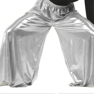 MISSES, PLUS, SHIMMER Palazzo Pants, Colors, Christian, Praise Dance, Worship Garment,  Small- 2x, Shiny Gold, Silver, Red, Royal, Black