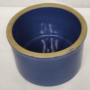 Burriera vintage in gres blu da 12,7 cm, brocca multiuso da cucina in ceramica smaltata blu antica, piccolo portavaso/portautensili in stile rustico