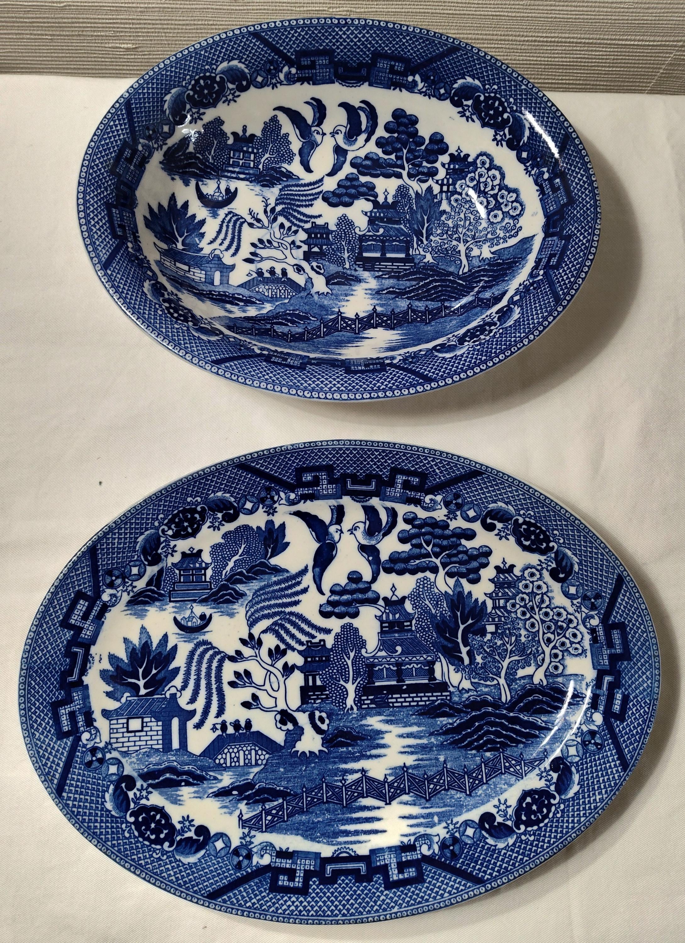  blue willow希少大オーバル皿 Japan Blue Willow - Etsy