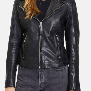 Leather Jacket Women, Women&#39;s Genuine Lambskin Motorcycle Leather Jacket, Women&#39;s Black Leather Jacket, Biker Jacket Women, Slim Fit Jacket