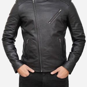 Handmade Men&#39;s Leather Jacket Lambskin Casual Black Leather Biker Jacket Vintage Leather Jacket, Motorcycle Biker Jacket, Party Jacket