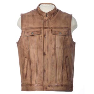 Leather Vest, Vintage Brown Leather Vest, Leather Vest For Bikers, Motorcycle Biker Vest, Customized Original Leather Vest Waistcoat