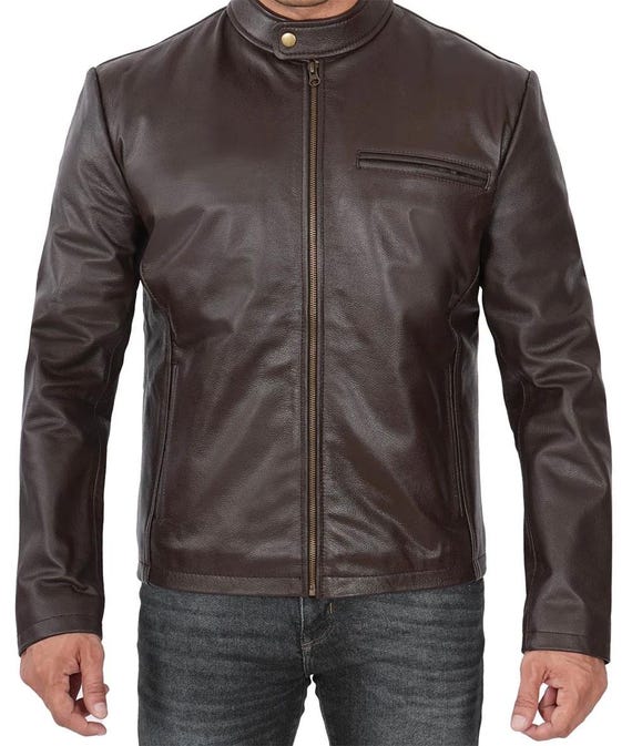 Men's Classic Leather Jacket, Men's Leather Jacket, Vintage