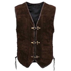 Men Suede Leather Vest, Real Suede Leather Western Cowboy Vest, Men&#39;s Brown Suede Cowboy Vest, Suede Leather Vest For Men Brown Suede Vests
