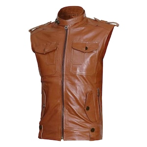 Brown Leather Vest | Handmade Vintage Biker Vest for Men | Original Motorcycle Waistcoat | Durable & Stylish Leather Gear | Gift for Him