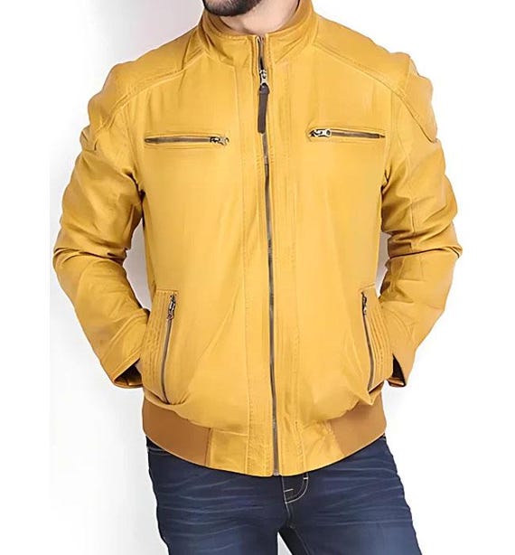 Mustard bomber jacket mens deals