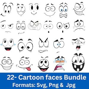 Cartoon Faces Svg, Emoji Faces Svg, Eyes Svg, Cute Faces Svg, Emoji Clipart, Funny Face Svg, Cartoon Clipart, Faces Svg, Cartoon Emotion