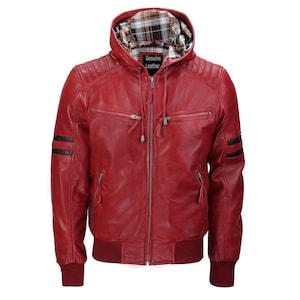 Men&#39;s Hooded Leather Jacket | Leather Jacket For Men | Hooded Leather Jacket | Men&#39;s Stylish Leather Jacket | Perfect Gift For Him, Jackets