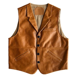 Leather Vest, Vintage Brown Leather Vest, Leather Vest For Bikers, Motorcycle Biker Vest, Customized Original Leather Vest/Waistcoat for dad