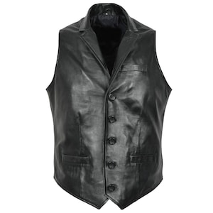 Handmade Leather Vest, Vintage Black Leather Vest, Leather Vest For Bikers, Motorcycle Biker Vest, Original Leather Vest/Waistcoat For Men