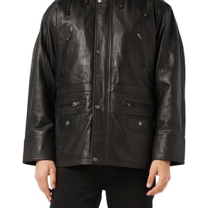Mens Slim Biker Jacket, Motorcycle Style Jacket, Hooded Leather Jacket, Party Leather Jacket, Vintage Leather Jacket, Brando Style Hoodie