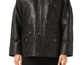 Mens Slim Biker Jacket, Motorcycle Style Jacket, Hooded Leather Jacket, Party Leather Jacket, Vintage Leather Jacket, Brando Style Hoodie